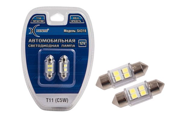 картинка Светодиод салонный Xenite S 4316 (12V) Т11 (C5W) S4316 купить в магазине CAROBASS