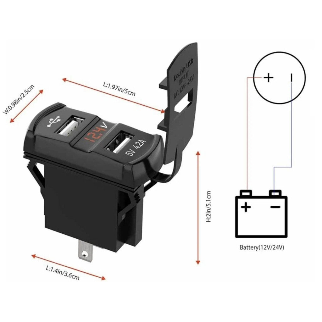 картинка Розетка врезная 2xUSB 2.1A RECXON UFC-07R купить в магазине CAROBASS