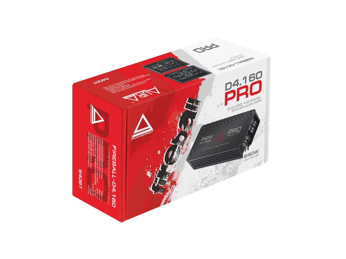 картинка Усилитель 4-х канальный AURA FIREBALL-D4.160 PRO купить в магазине CAROBASS