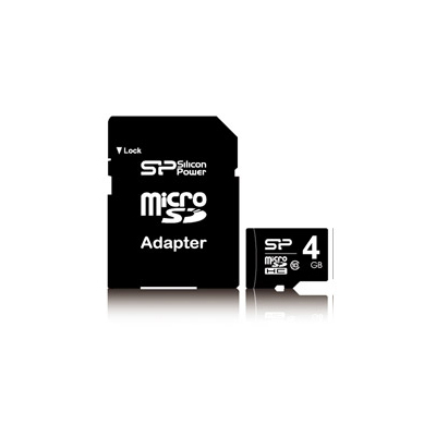 картинка Карта памяти MicroSDHC 4Gb SILICON POWER C10 (с адаптером) MicroSDНС 4Gb/10 купить в магазине CAROBASS