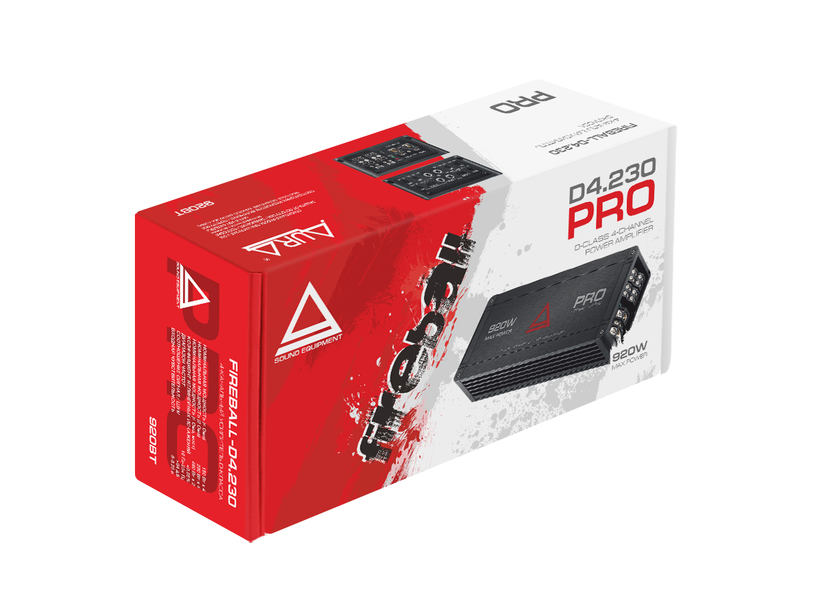 картинка Усилитель 4-х канальный AURA FIREBALL-D4.230 PRO купить в магазине CAROBASS