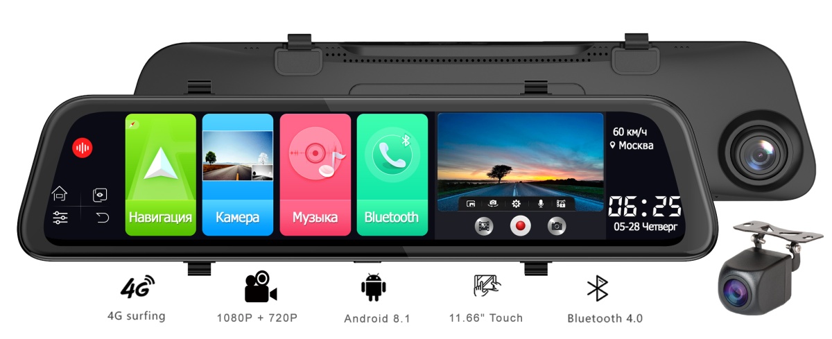картинка Видеорегистратор-зеркало BLACKVIEW GX12 Android купить в магазине CAROBASS