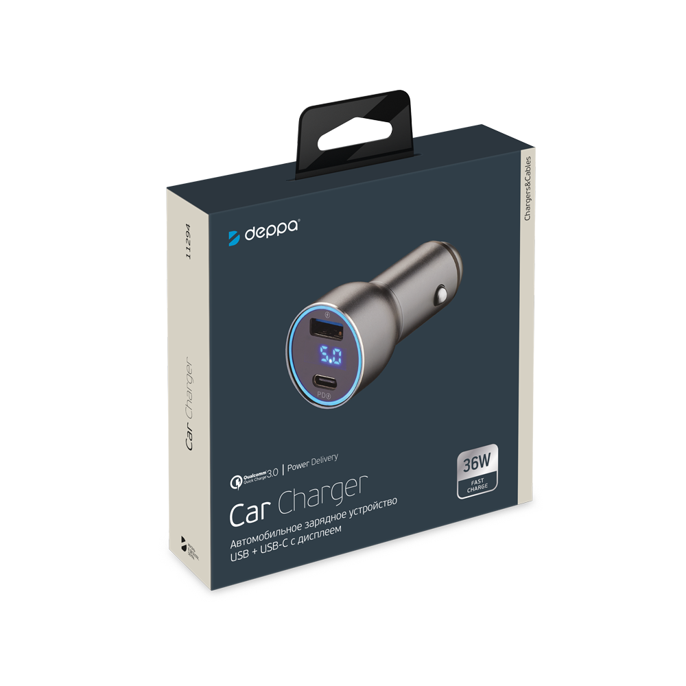 картинка Автомобильное ЗУ DEPPA USB A + USB C 36W купить в магазине CAROBASS