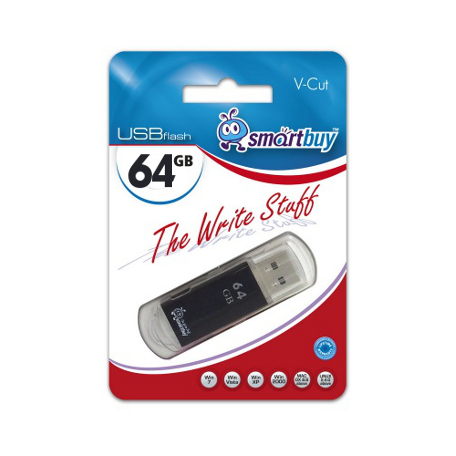 картинка USB-Flash память SmartBuy 64Gb V-Cut Black купить в магазине CAROBASS