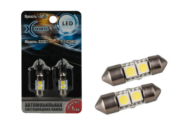 картинка Светодиод салонный Xenite S2287 (Яркость +50%) Т11 (C5W) S2287 купить в магазине CAROBASS