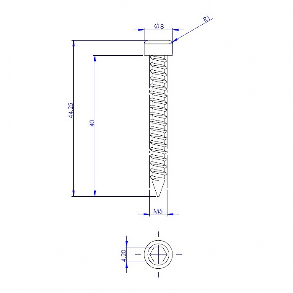 картинка Саморез под шестигранник нерж KSR 5x40-800 купить в магазине CAROBASS