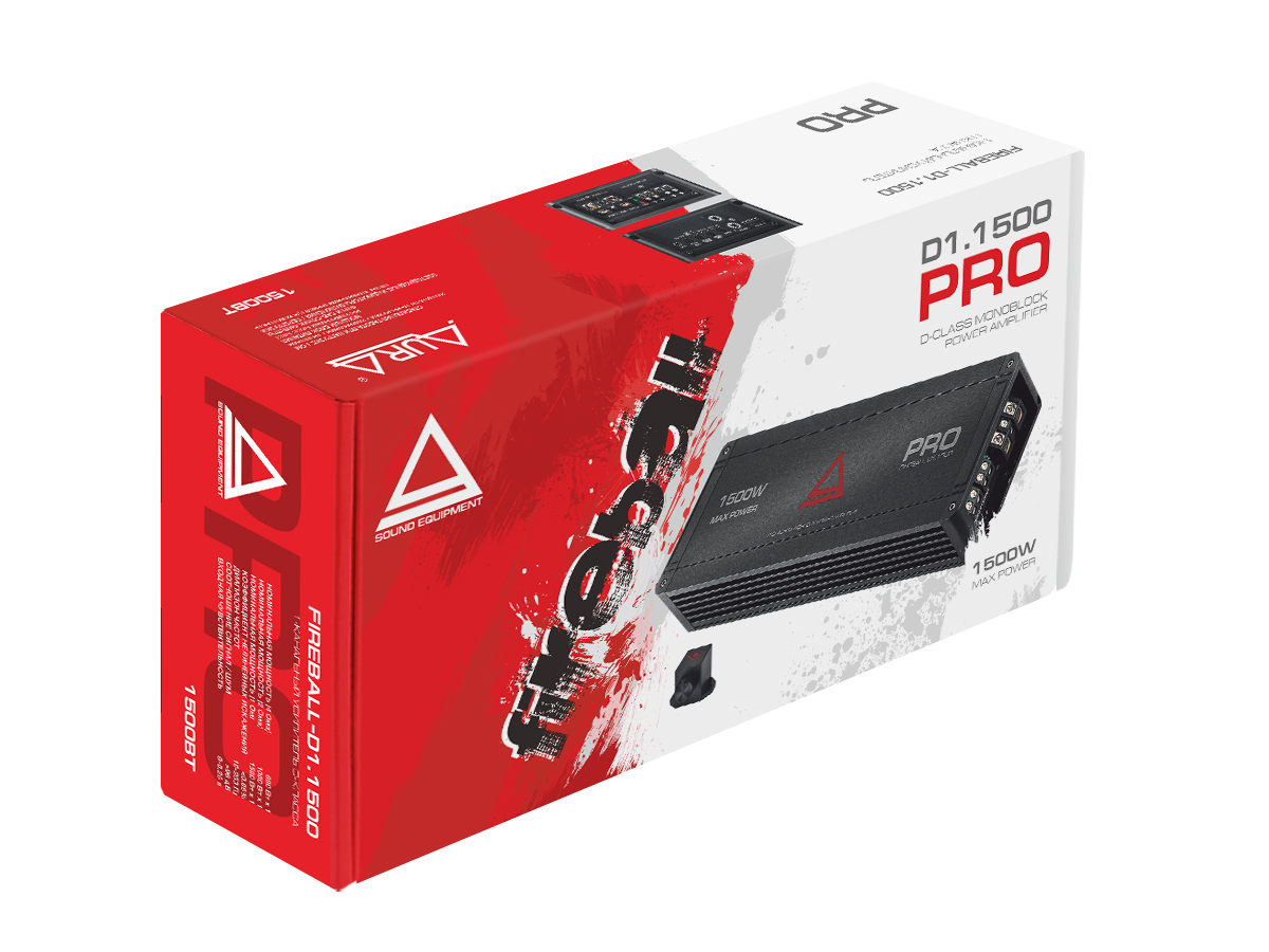 картинка Усилитель 1 канальный AURA FIREBALL-D1.1500 PRO купить в магазине CAROBASS