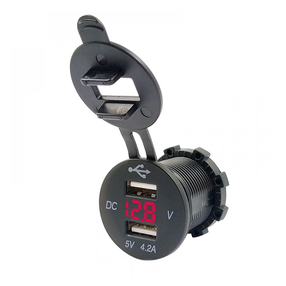 картинка Розетка врезная 2xUSB 2.1A KICX KVC-2.1-2R купить в магазине CAROBASS