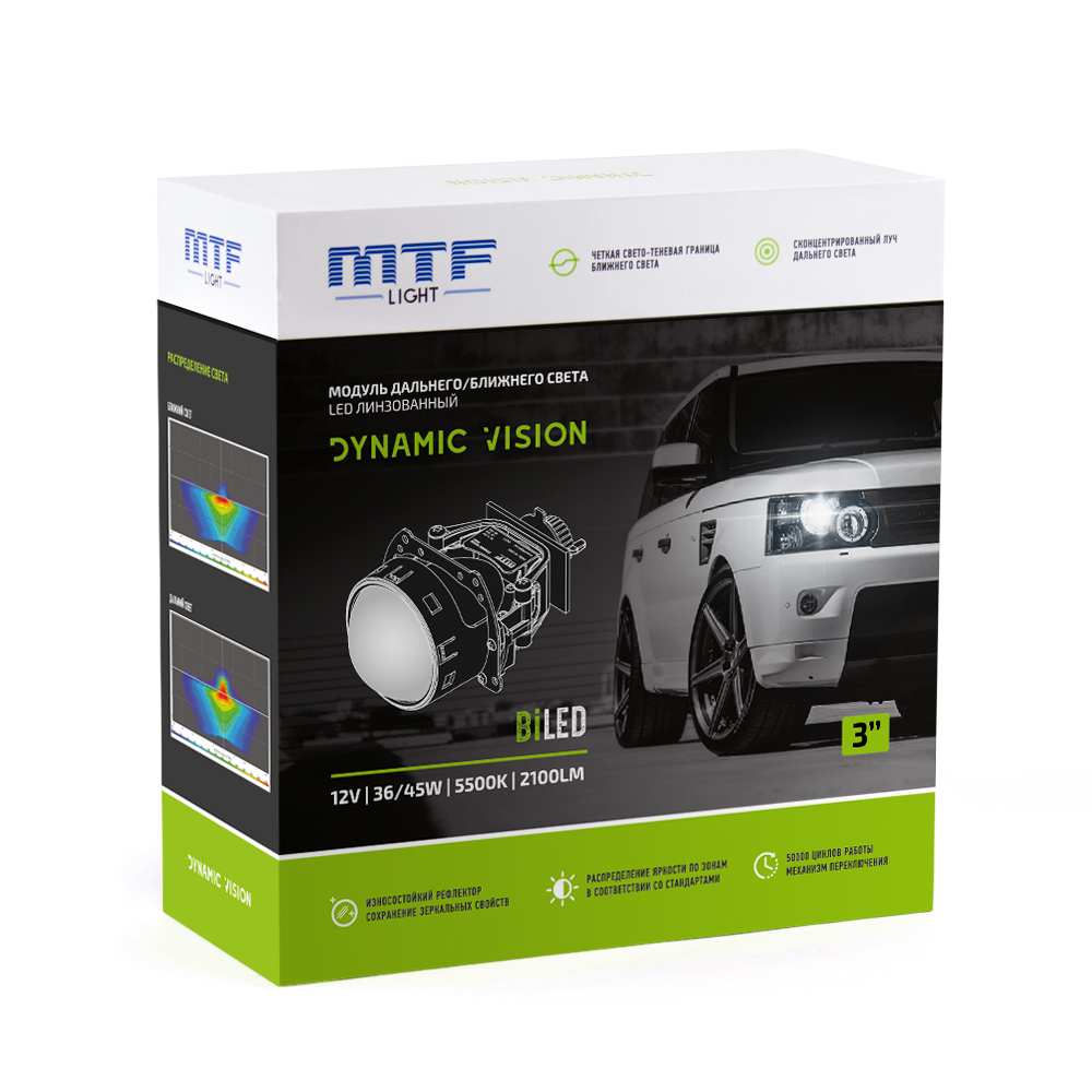 картинка Линзы LED дальний/ближний MTF Light Dynamic Vision LED 3" купить в магазине CAROBASS
