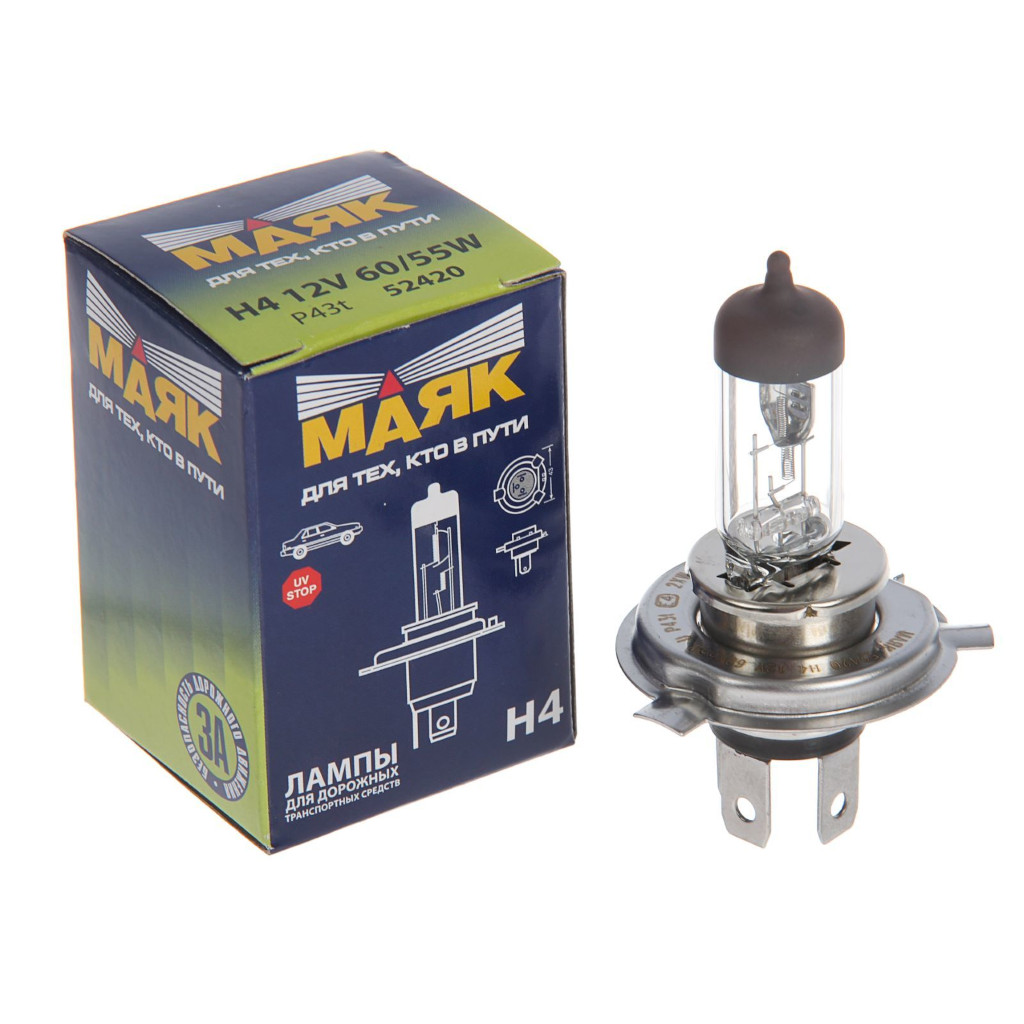 картинка Лампа H4 МАЯК STANDARD 52420 купить в магазине CAROBASS