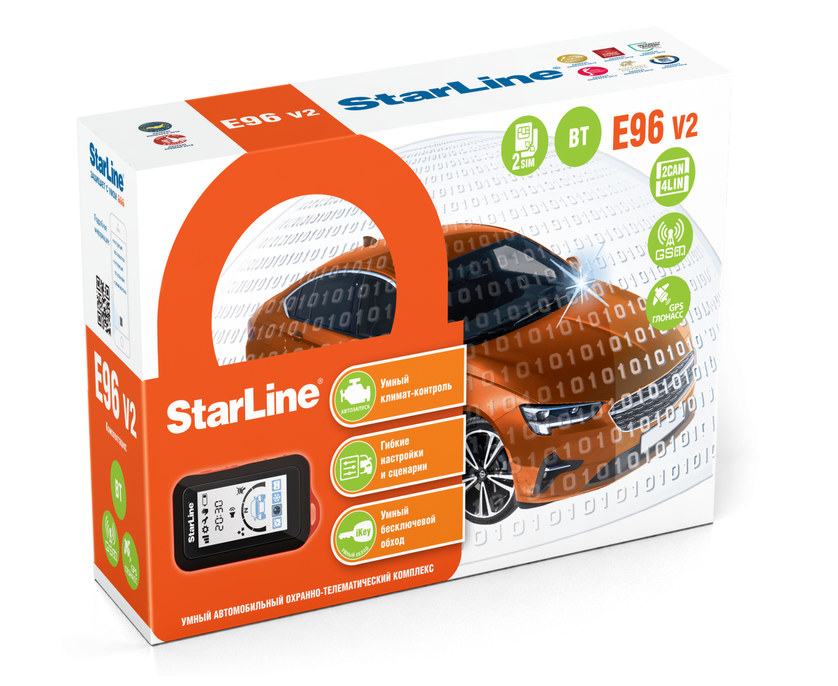 картинка Автосигнализация с автозапуском StarLine E96 v2 BT GSM GPS купить в магазине CAROBASS