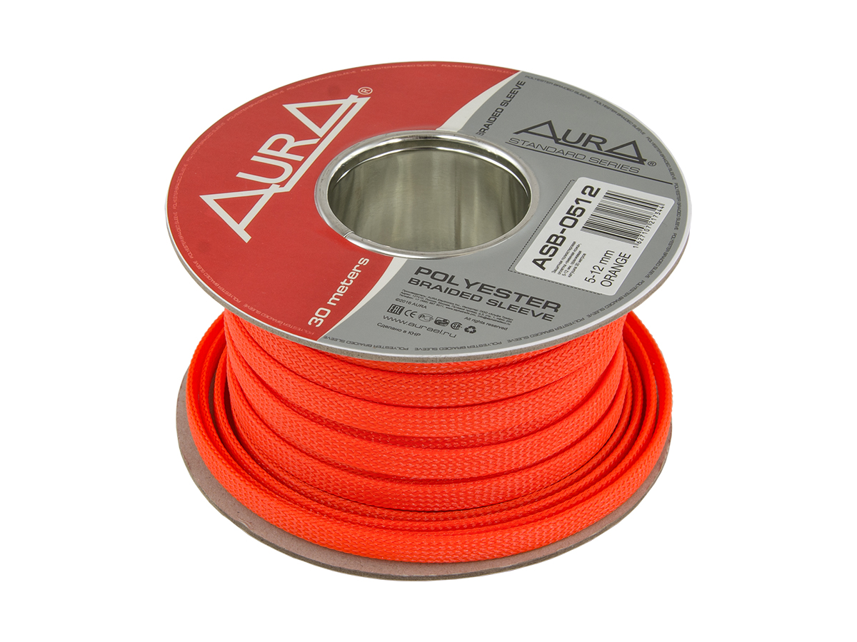 картинка Оплетка для кабеля "Змеиная кожа" AURA ASB-O512 ORANGE купить в магазине CAROBASS