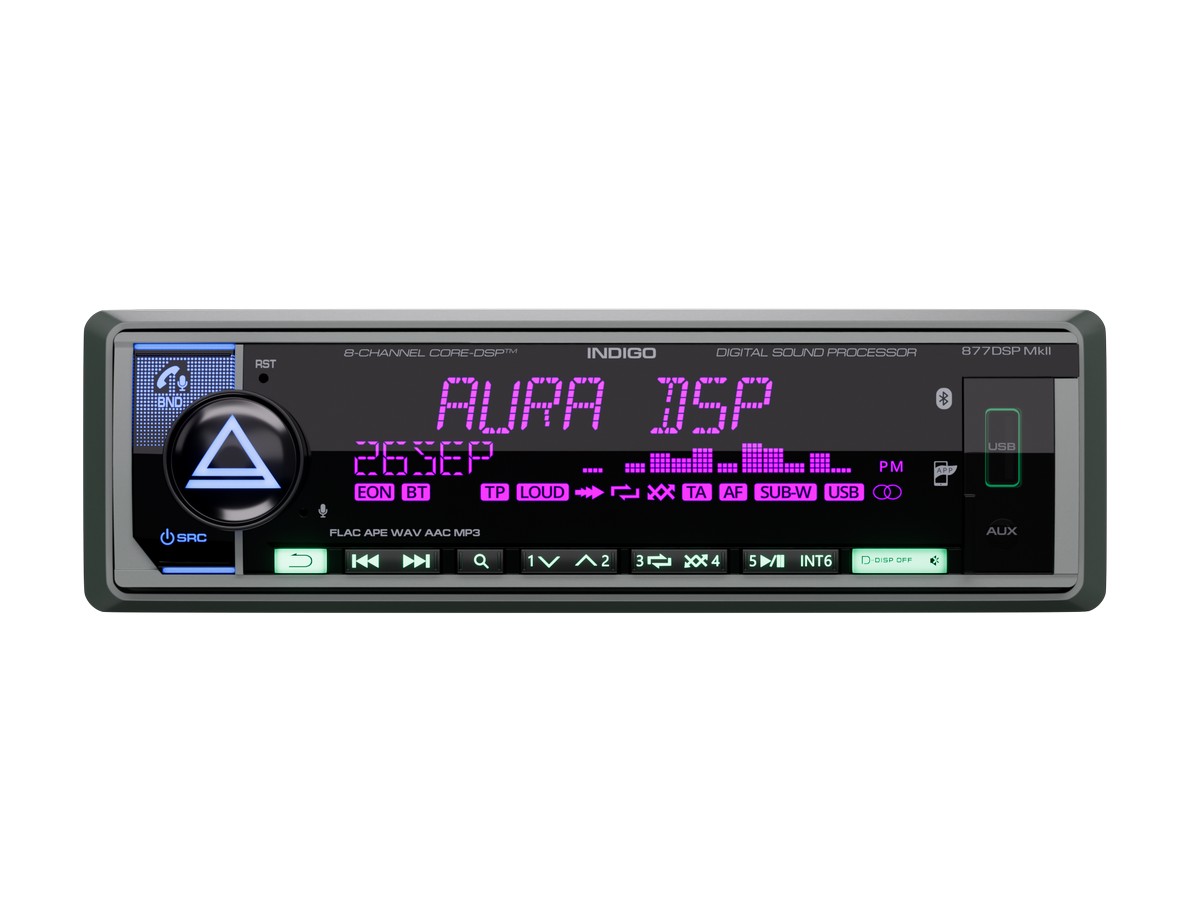 картинка Автомагнитола AURA INDIGO-877DSP MkII купить в магазине CAROBASS
