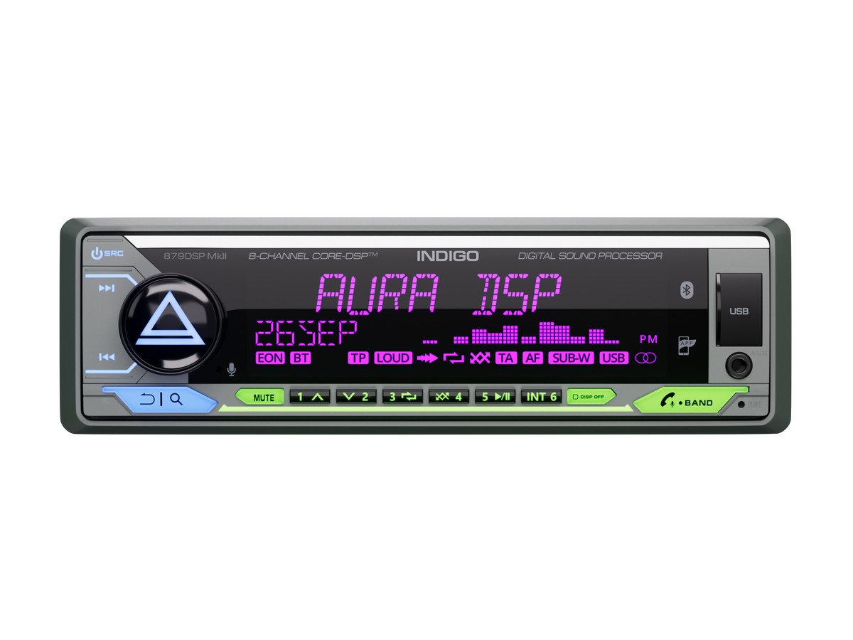 картинка Автомагнитола AURA INDIGO-879DSP MkII купить в магазине CAROBASS