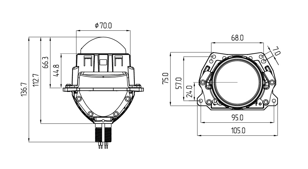 картинка Линзы LED дальний/ближний MTF TECHNIK DIVISION 2.5" купить в магазине CAROBASS