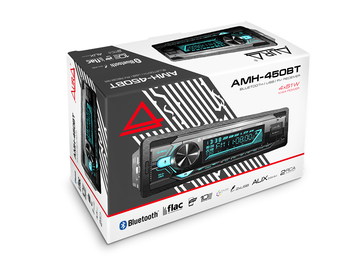 картинка Автомагнитола AURA FIREBALL-450BT купить в магазине CAROBASS