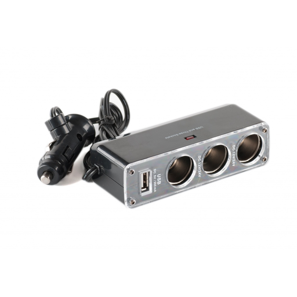 картинка Разветвитель прикуривателя Shunwei (3 гнезда+USB) SD-1913 купить в магазине CAROBASS