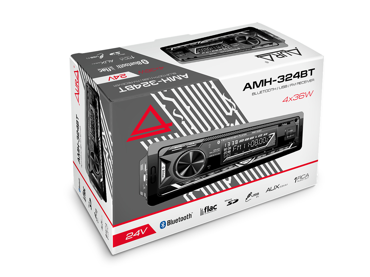 картинка Автомагнитола AURA AMH-324BT (24v) купить в магазине CAROBASS