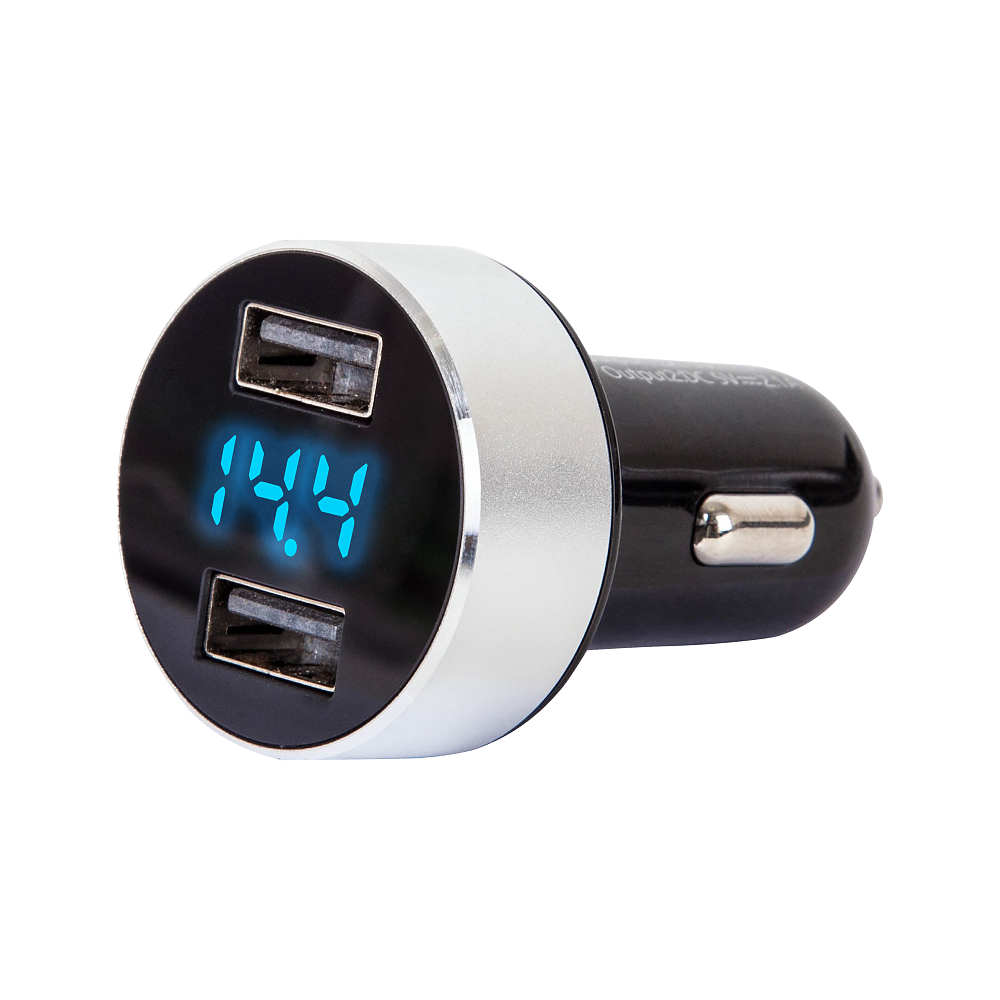 картинка Автомобильное ЗУ 2 USB с вольтметром KICX KVCP-2.1-1.0B купить в магазине CAROBASS