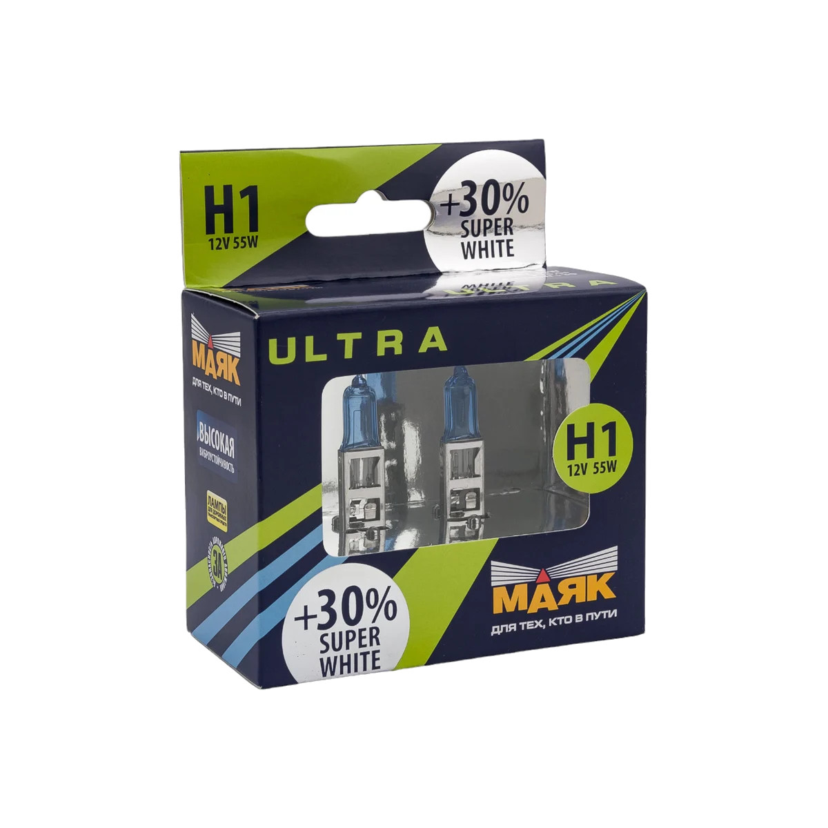 картинка Лампа H1 МАЯК ULTRA Super White +30% 82120SW+30 купить в магазине CAROBASS