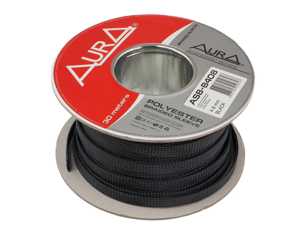 картинка Оплетка для кабеля "Змеиная кожа" AURA ASB-B408 BLACK купить в магазине CAROBASS