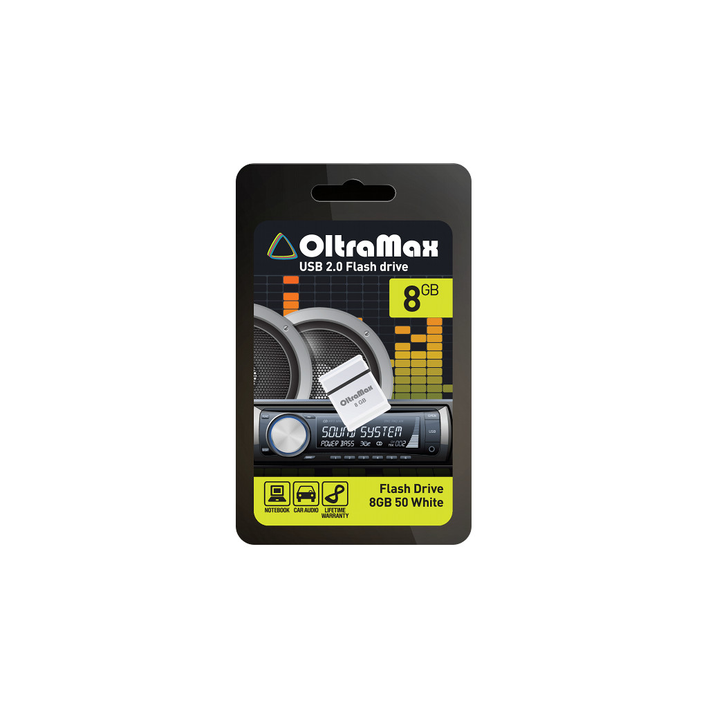 картинка USB-Flash память OltraMax 8Gb OM 008GB 50 White купить в магазине CAROBASS