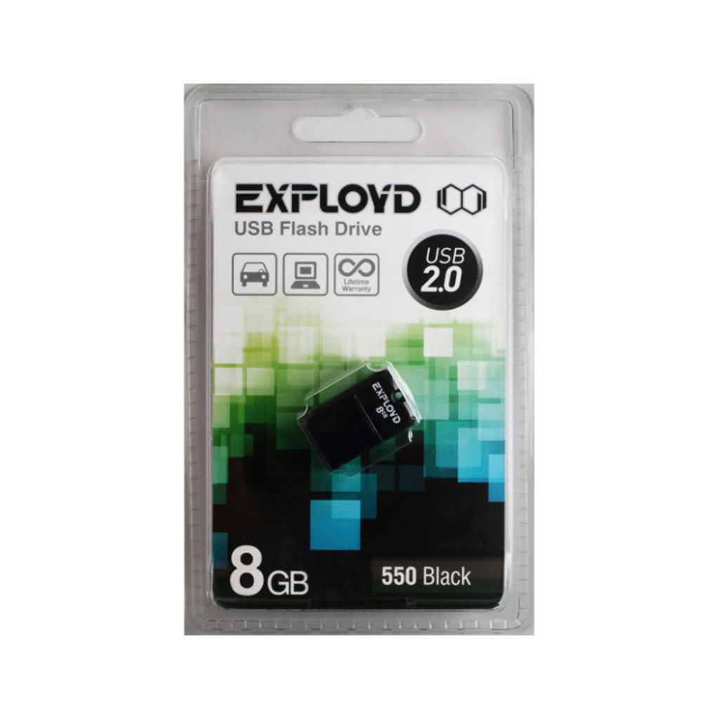 картинка USB-Flash память EXPLOYD 8Gb EX 008GB 550 Black купить в магазине CAROBASS