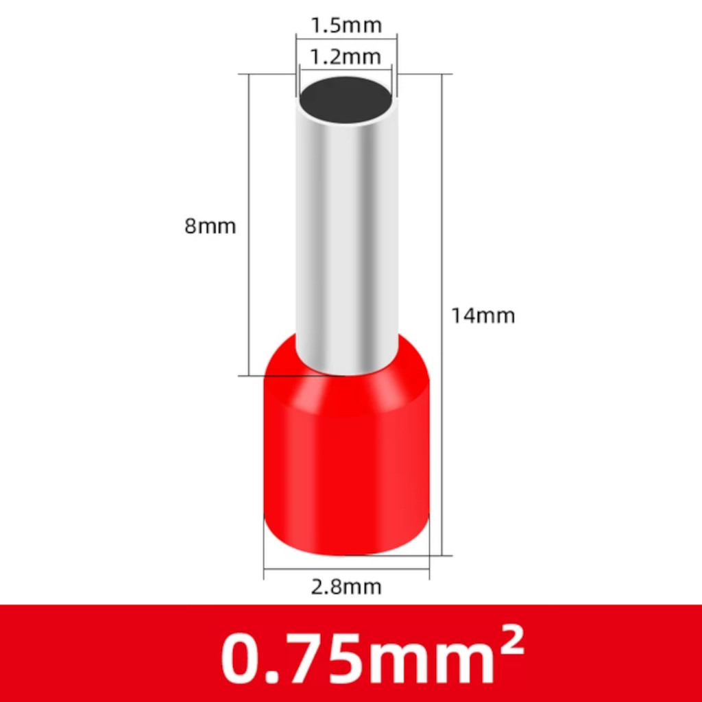 картинка Наконечник для кабеля (Гильза) НШвИ 0.75-8 купить в магазине CAROBASS