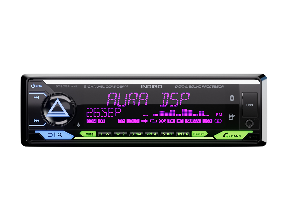 картинка Автомагнитола AURA INDIGO-679DSP MkII купить в магазине CAROBASS