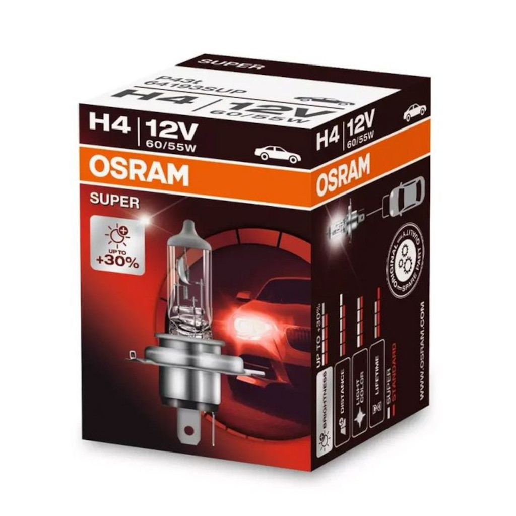 картинка Лампа H4 OSRAM SUPER +30% 64193SUP купить в магазине CAROBASS
