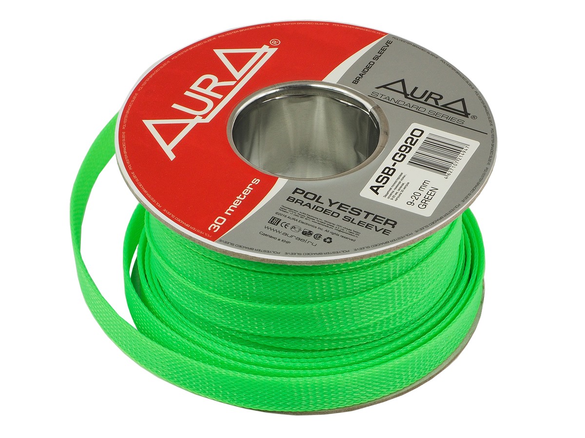 картинка Оплетка для кабеля "Змеиная кожа" AURA ASB-G920 GREEN купить в магазине CAROBASS