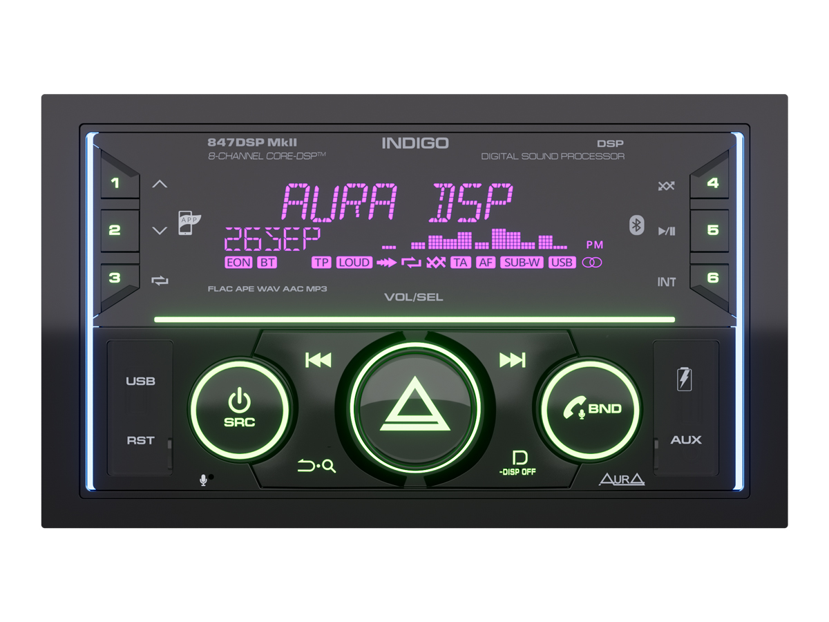картинка Автомагнитола AURA INDIGO-847DSP MkII купить в магазине CAROBASS