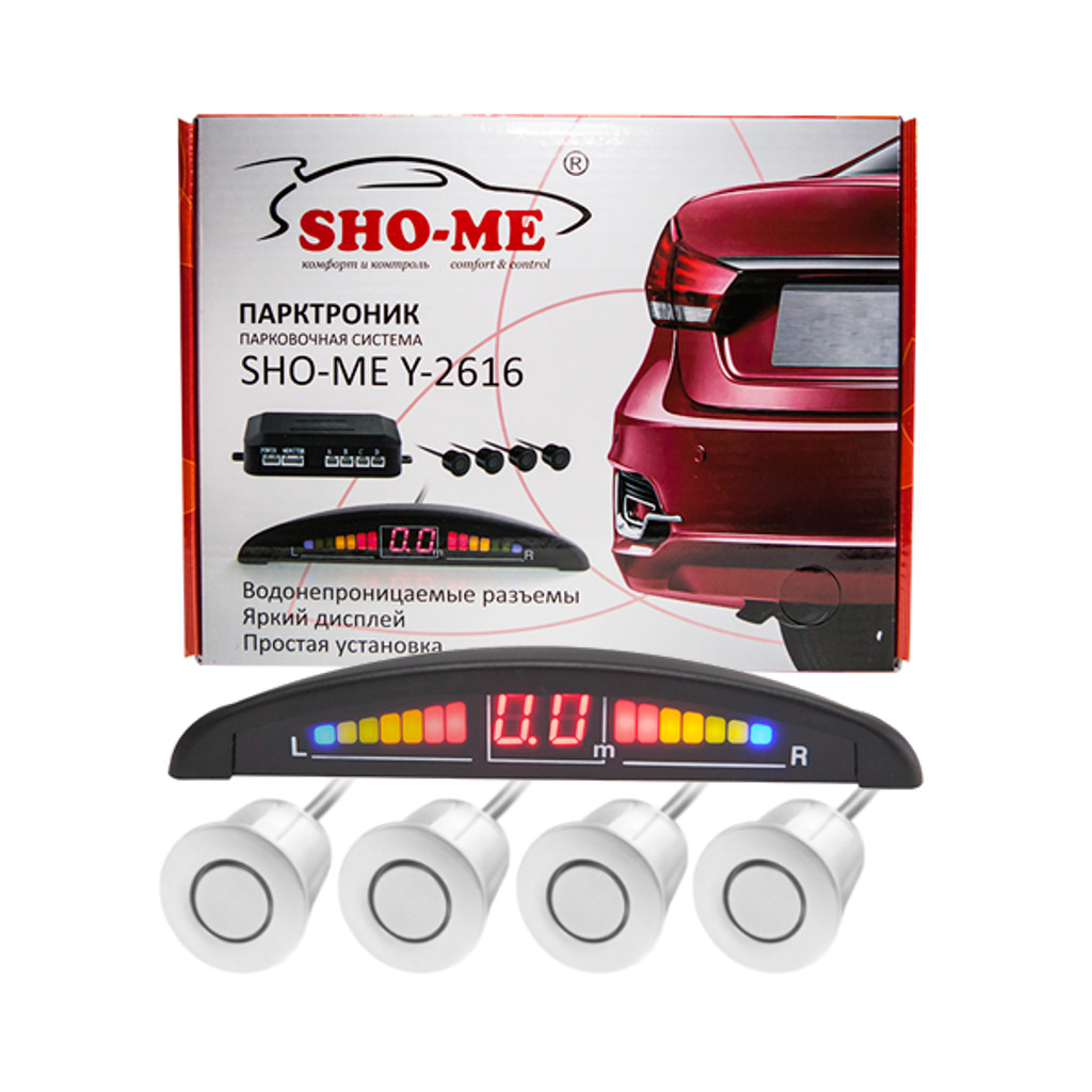 картинка Парковочный радар SHO-ME 4 датчика Y-2616N04 Silver купить в магазине CAROBASS