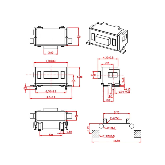 картинка Кнопка для брелока боковая StarLine 3,5x6x4,3 купить в магазине CAROBASS