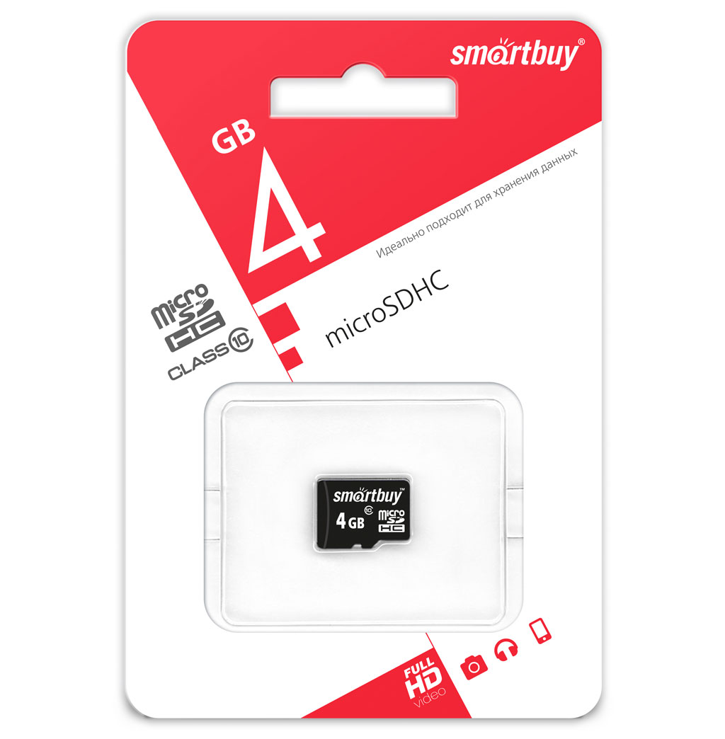 картинка Карта памяти MicroSDHC 4Gb SmartBuy C10 SB4GBSDCL10-00 купить в магазине CAROBASS