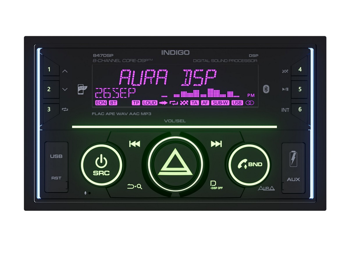 картинка Автомагнитола AURA INDIGO-847DSP купить в магазине CAROBASS