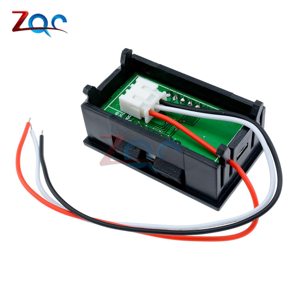 картинка Вольтметр 0.56" (3-провода с колодкой) DC 0-100V 3cable Green купить в магазине CAROBASS