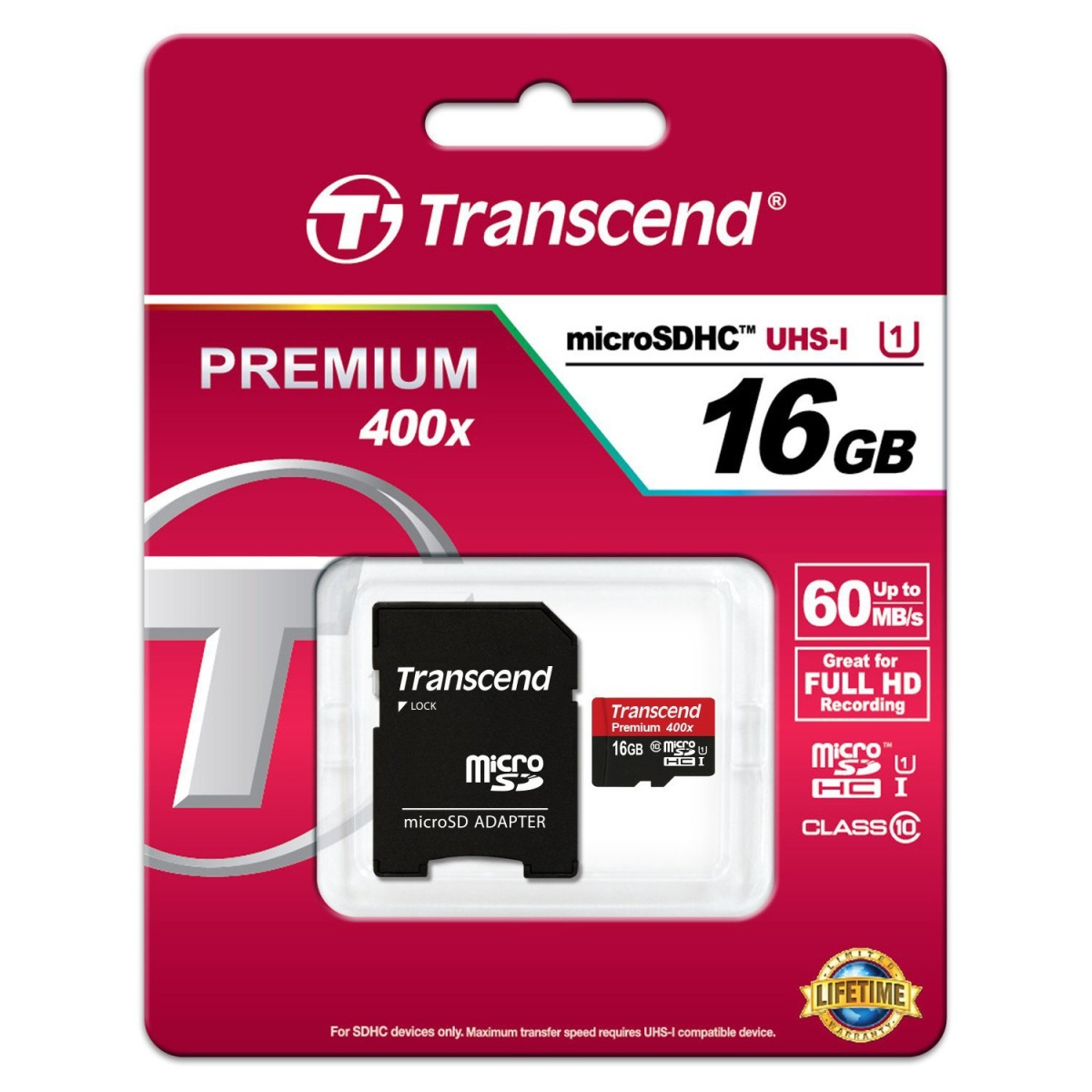 картинка Карта памяти MicroSDHC 16Gb Transennd Class 10 (с адаптером) TS16GUSDU1 купить в магазине CAROBASS