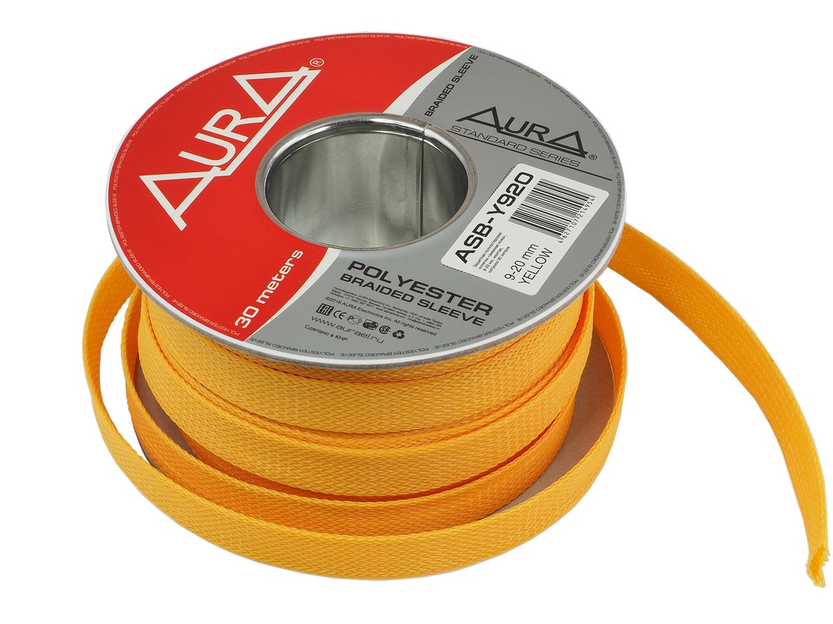 картинка Оплетка для кабеля "Змеиная кожа" AURA ASB-920 YELLOW купить в магазине CAROBASS