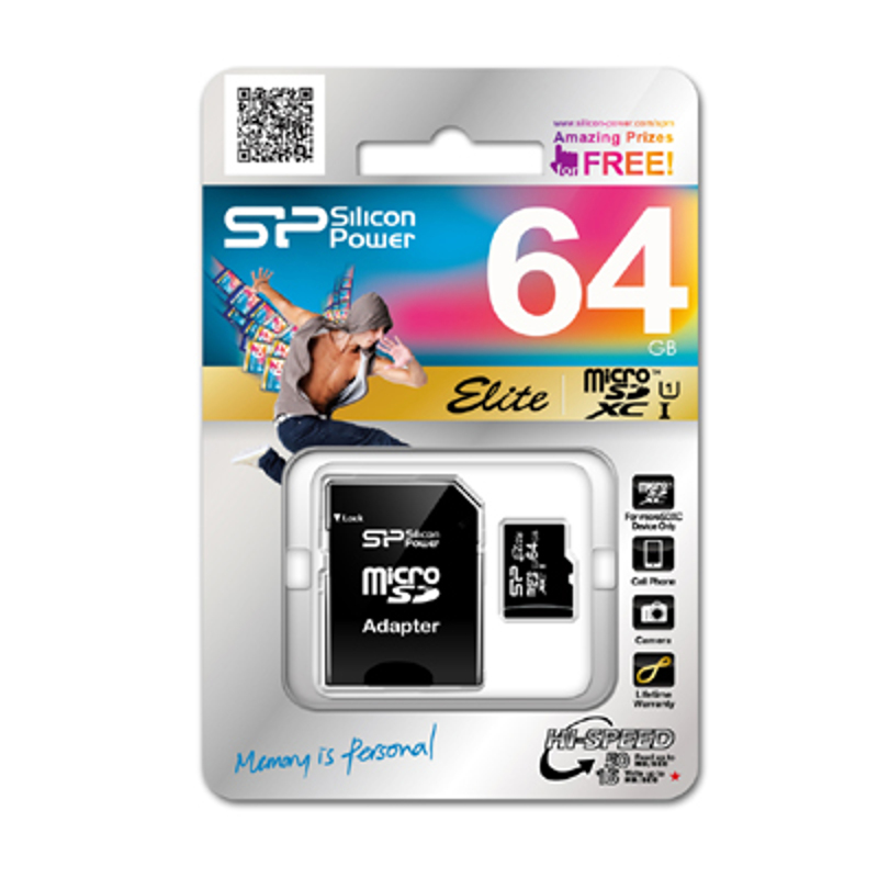 картинка Карта памяти MicroSDHC 64Gb SILICON POWER C10 (с адаптером) MicroSDНС 64Gb/10 купить в магазине CAROBASS