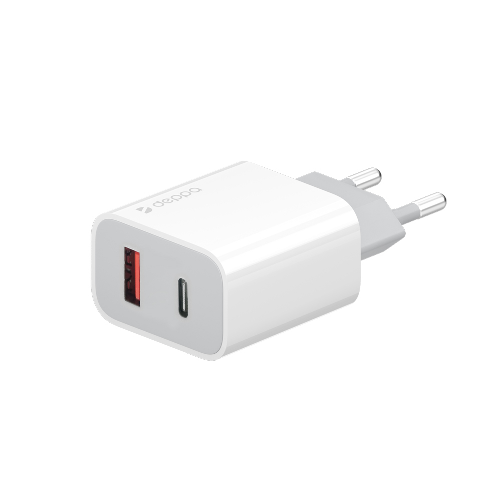 картинка Сетевое ЗУ DEPPA USB-C + USB A, PD 3.0, QC 3.0, 18Вт купить в магазине CAROBASS