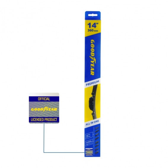 картинка Щетка стеклоочистителя бескаркасная 14"/36 см GOODYEAR «PREMIUM» купить в магазине CAROBASS