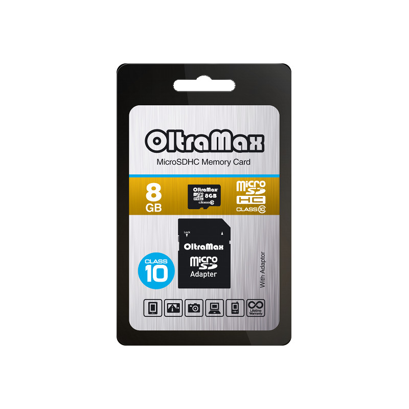 картинка Карта памяти MicroSDHC 8Gb OltraMax C10 (с адаптером) MicroSDНС 8Gb/10 купить в магазине CAROBASS