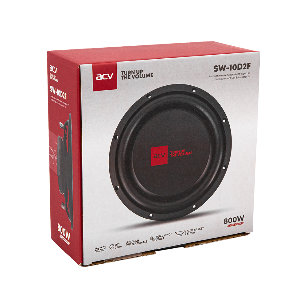 картинка Сабвуфер 10" ACV SW-10D2F купить в магазине CAROBASS