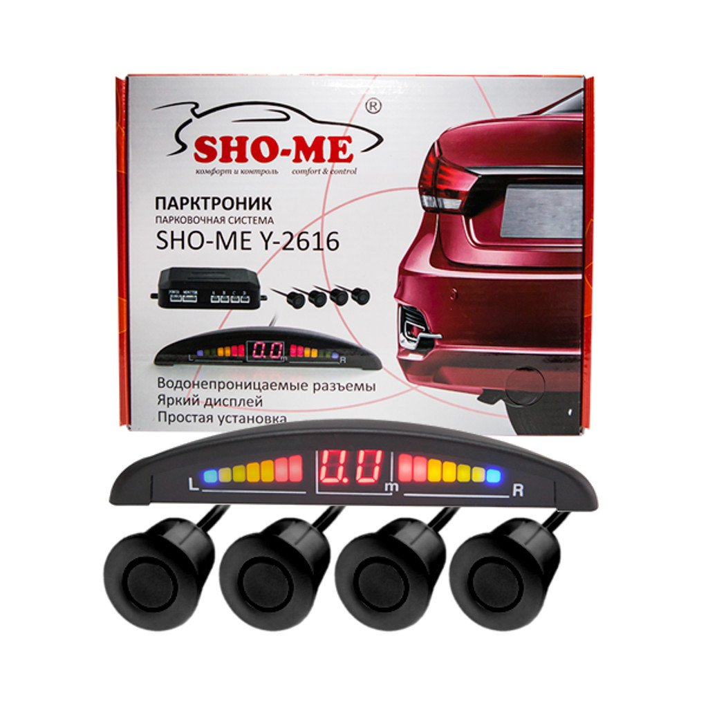 картинка Парковочный радар SHO-ME 4 датчика Y-2616N04 Black купить в магазине CAROBASS