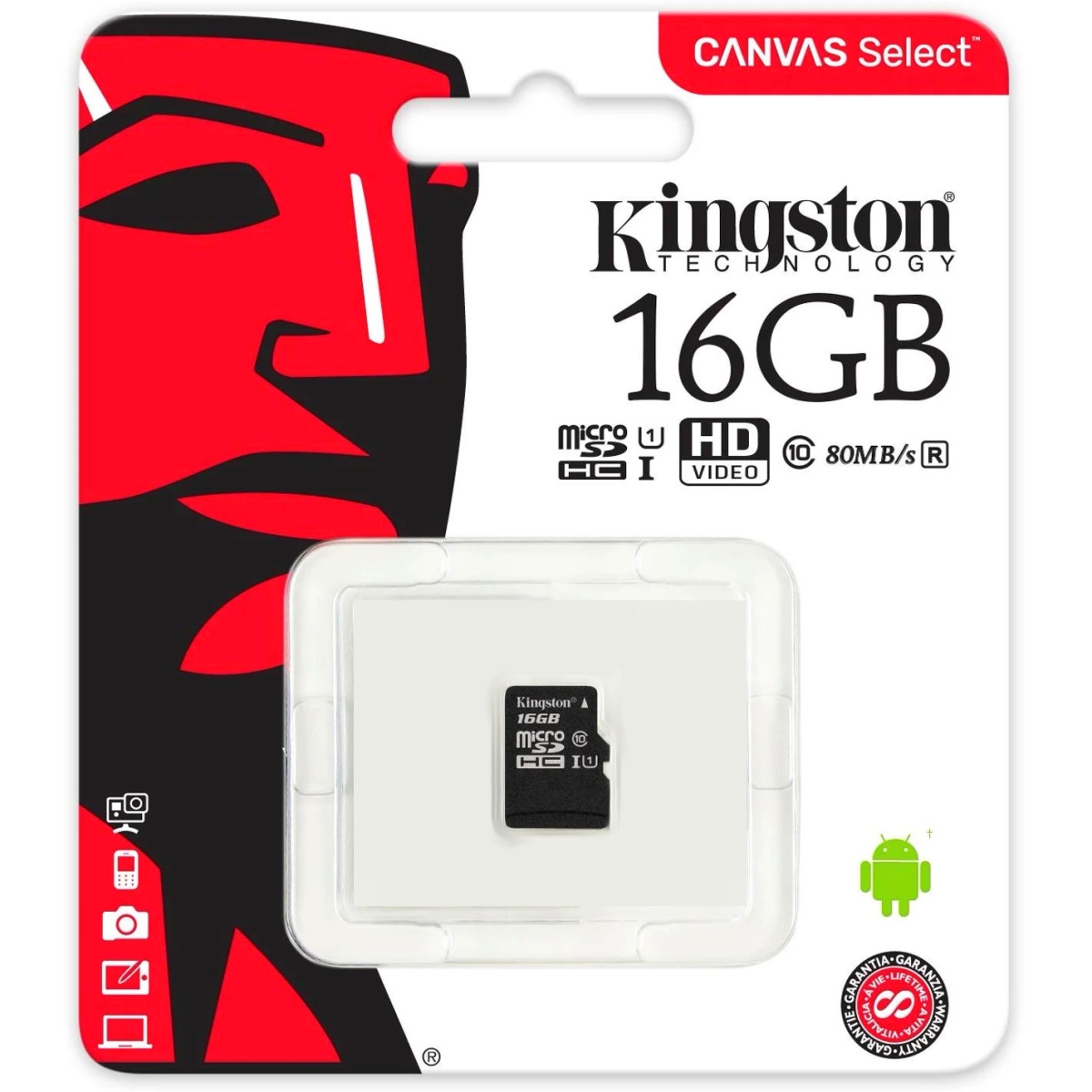 картинка Карта памяти MicroSDHC 16Gb Kingston Class 10 (без адаптера) SDCS/16GBSP купить в магазине CAROBASS