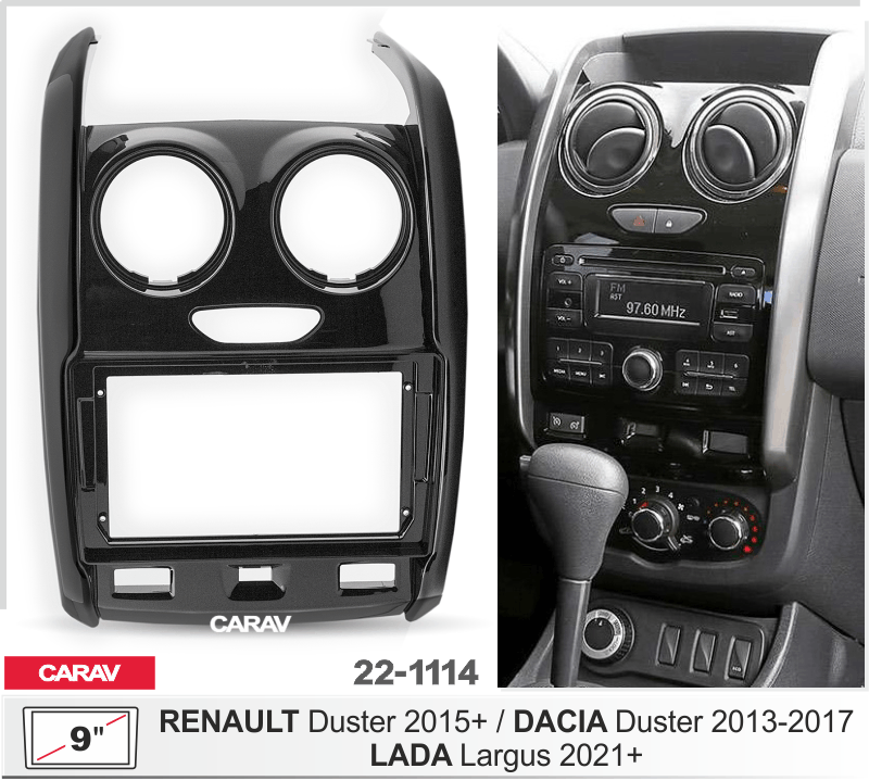 картинка Переходная рамка 9" для RENAULT Duster 2015+ CARAV 22-1114 купить в магазине CAROBASS