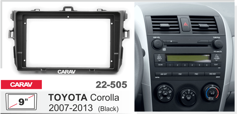 картинка Переходная рамка 9" для TOYOTA Corolla 2007-13 CARAV 22-505 купить в магазине CAROBASS