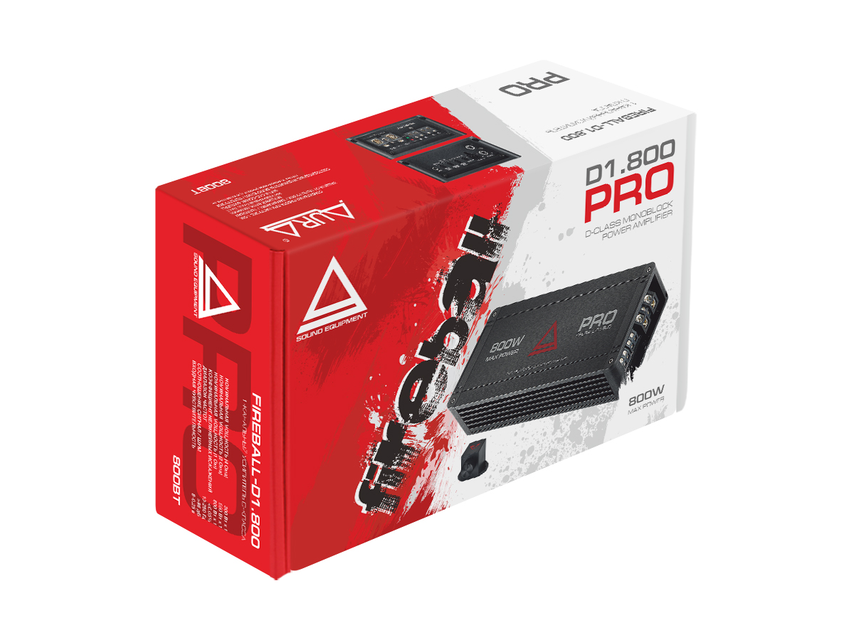 картинка Усилитель 1 канальный AURA FIREBALL-D1.800 PRO купить в магазине CAROBASS