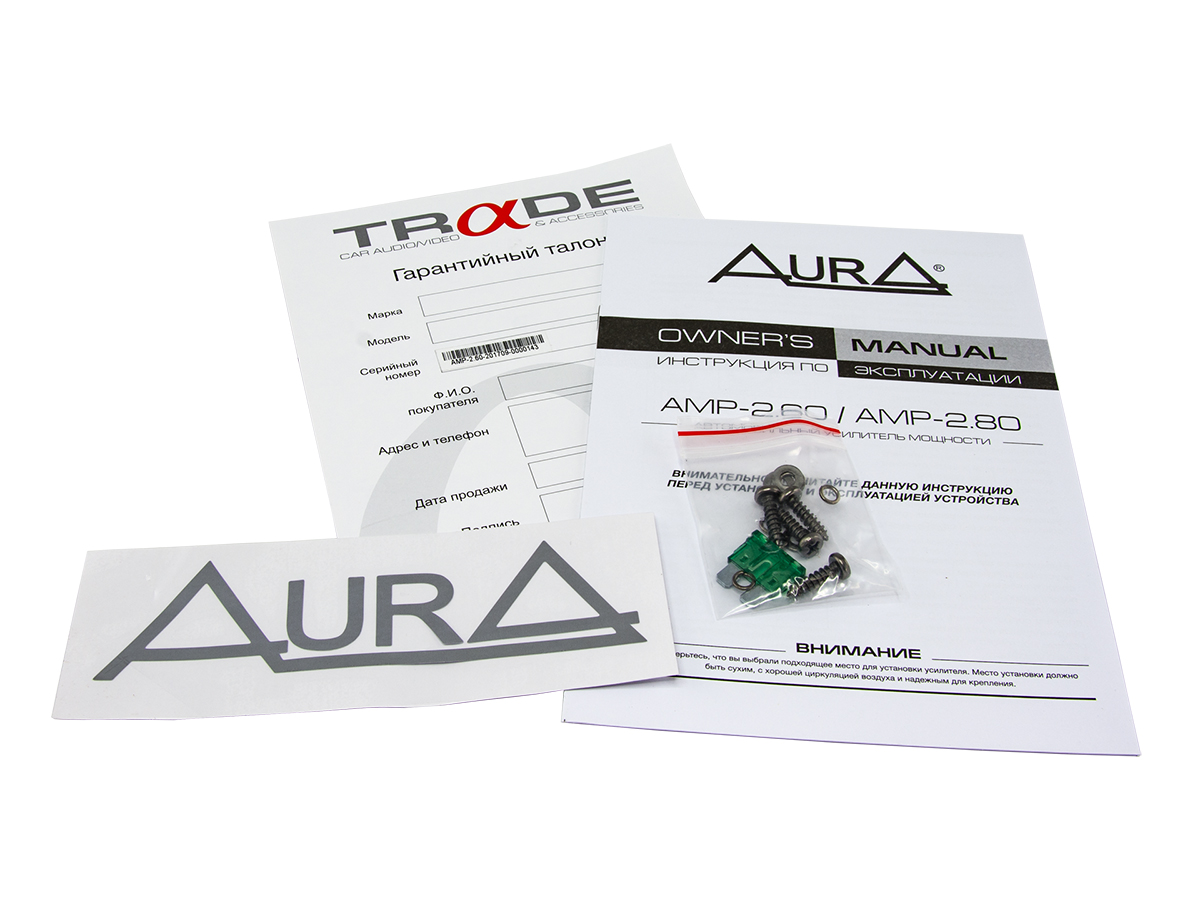 картинка Усилитель 2-х канальный AURA AMP-2.80 купить в магазине CAROBASS